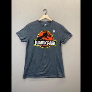 Jurassic Park Mens Gray T-Shirt Short Sleeve Crew Neck Size Medium